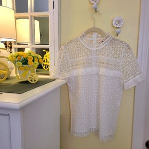 Alythea Romantic Lace Zippered Blouse